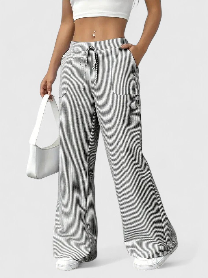 Lavisa - Pleated Wide Leg Drawstring Pants