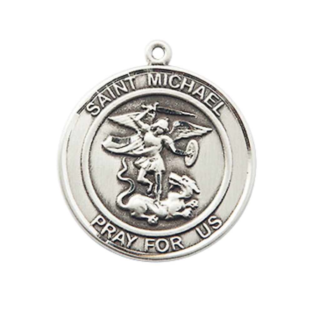 Medium Sterling Silver Saint Michael the Archangel 24" Endless Chain Necklace detailed image 2