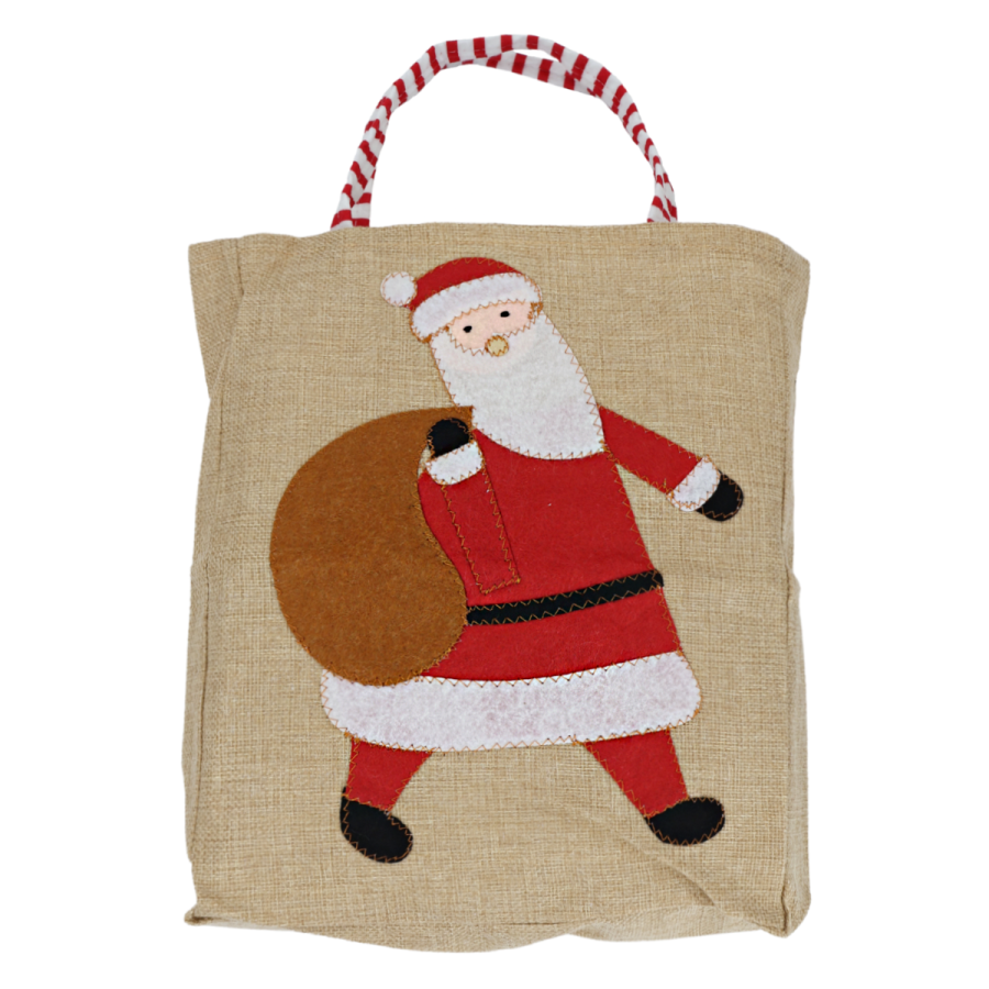 Bolsa navideña papá noel, 46cm, tela