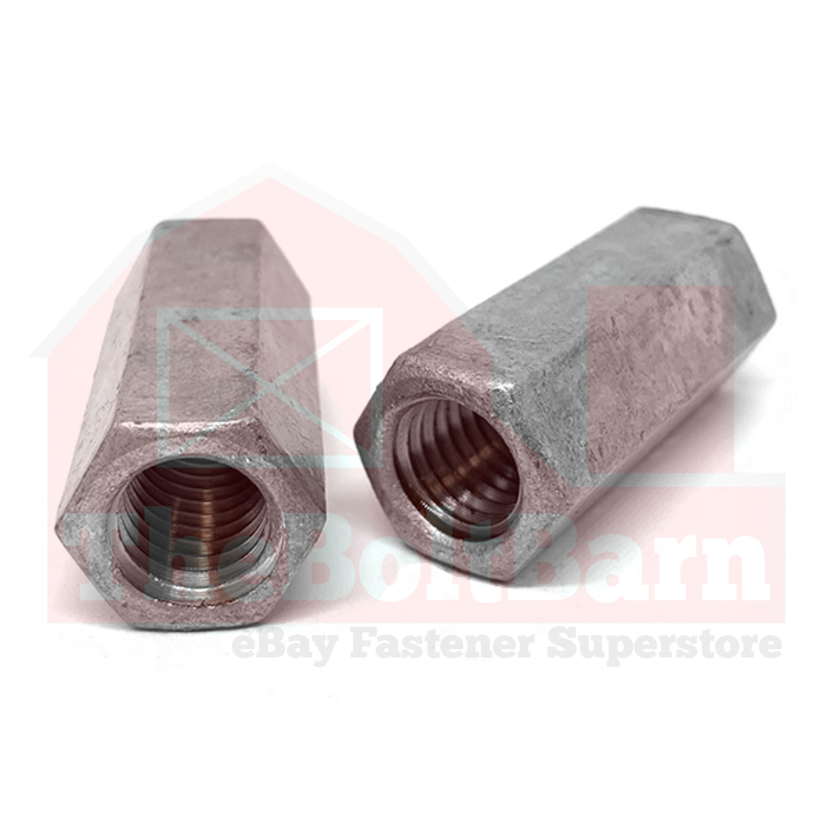 Tuercas de acoplamiento de acero de 1/4""-20 x 1-3/4"" hilo grueso galvanizado (elige la cantidad) - Imagen 2 de 7
