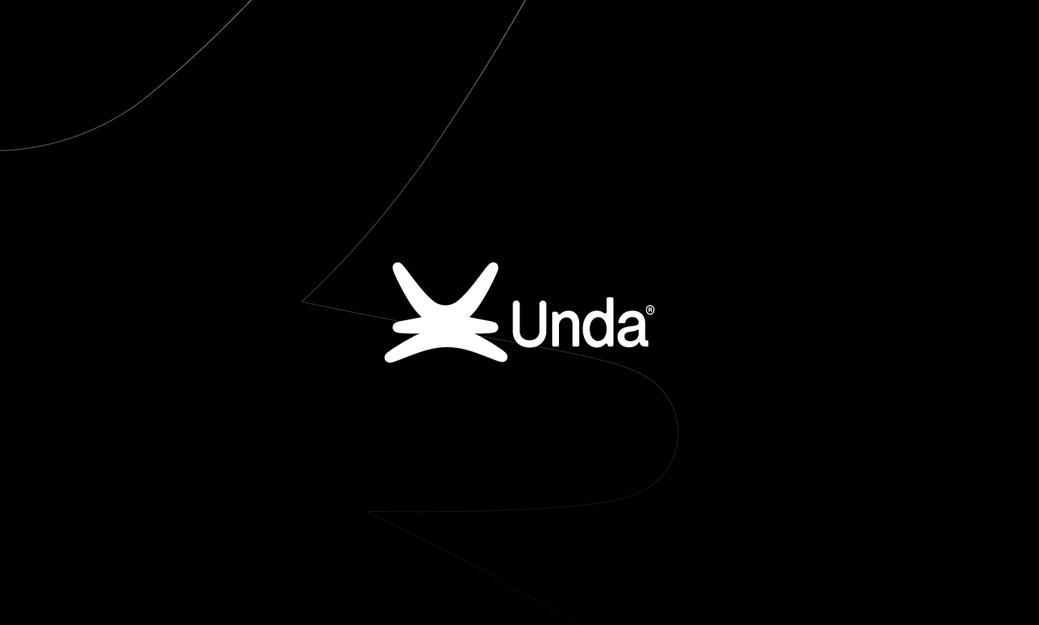 Unda home goods concept store logo in white on a black background with abstract flowing line shapes