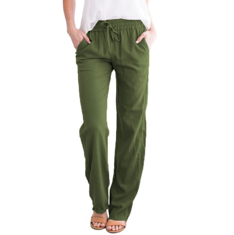 Lavisa - Women's Lightweight Pull-On Pants - Elastic Waist Straight Leg Trousers