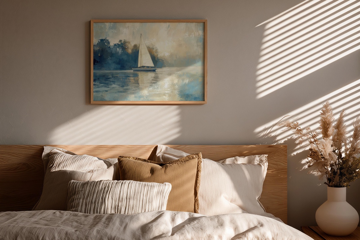 Serene Sailboat Tranquility coastal printable wall art