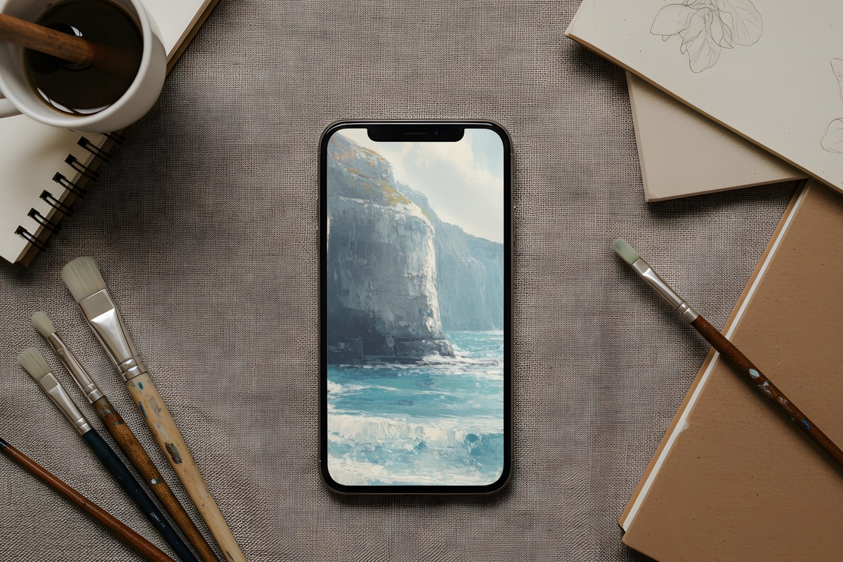 Whispering Cliffs Symphony Summer iPhone Wallpaper — tranquil blues and cliff tones