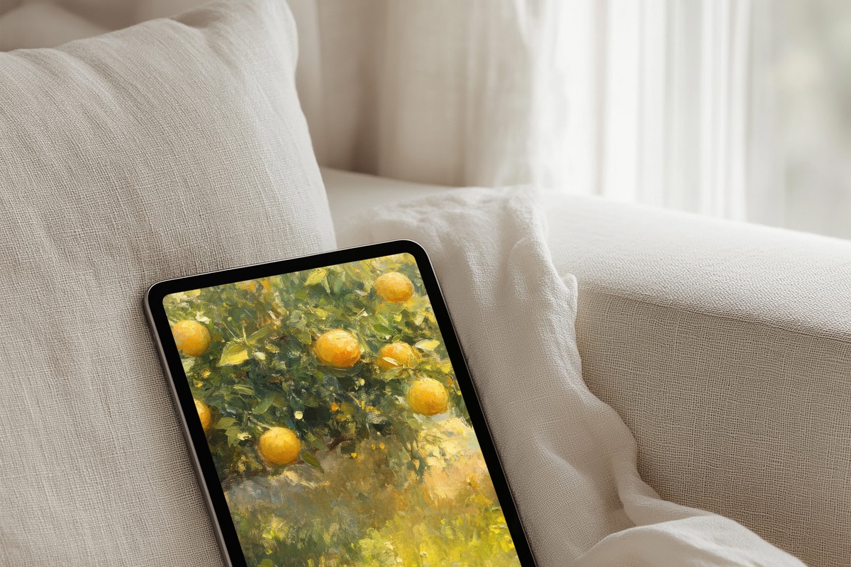 Radiant Lemon Glimmer in Sunlight Summer iPad Wallpaper