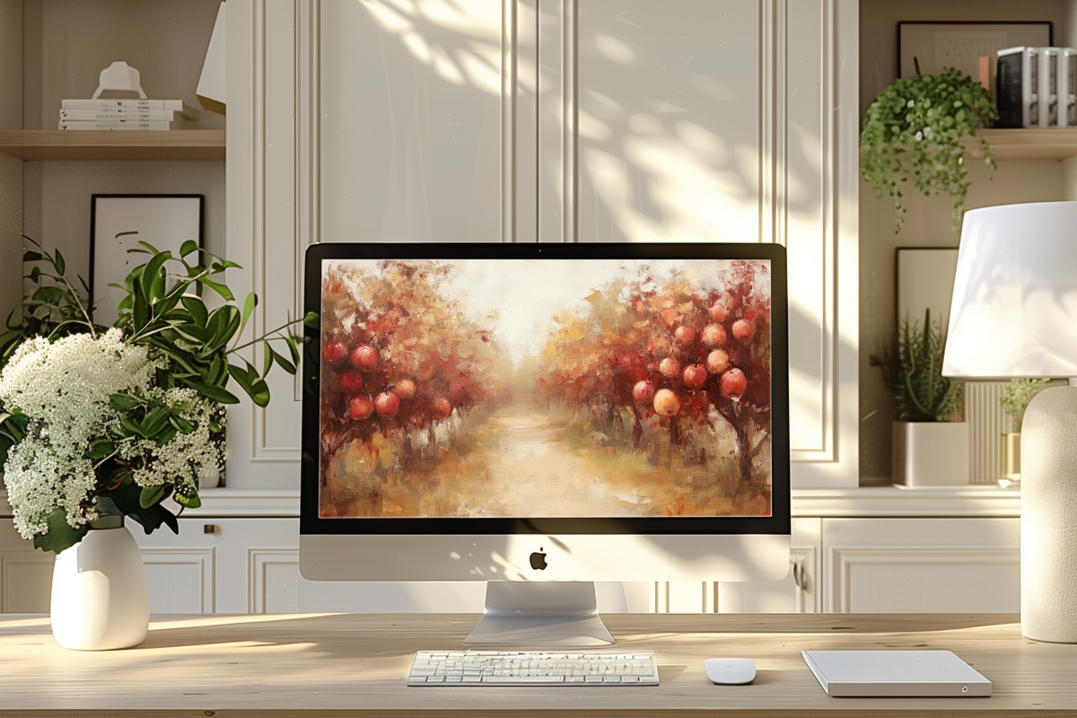 Orchard Dreams in Fall Desktop Wallpaper
