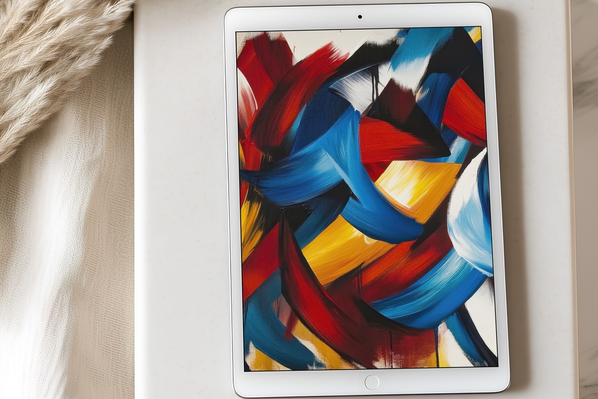 Vibrant Brushstroke Symphony Modern iPad Wallpaper with abstract brushstroke art