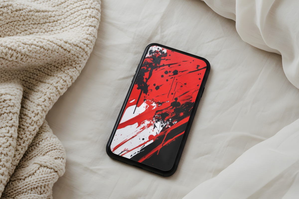 Vibrant Red Black Splashes modern iPhone wallpaper with bold abstract design