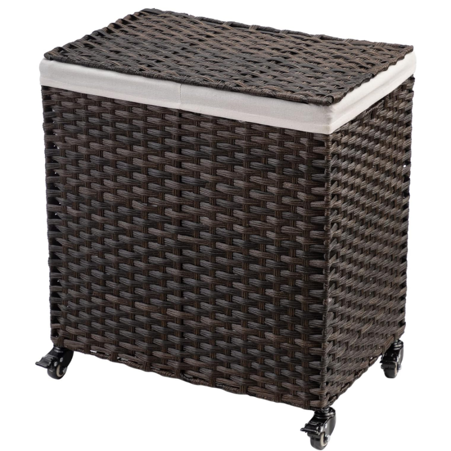 Cesto para ropa mimbre sintético, 65x34x66cm
