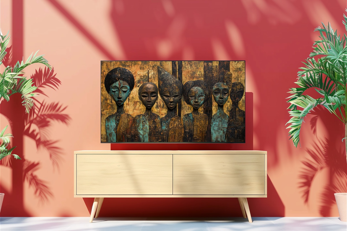 Timeless Bronze Whimsy Boho Frame TV Art — antique bronze figurines eclectic wall art
