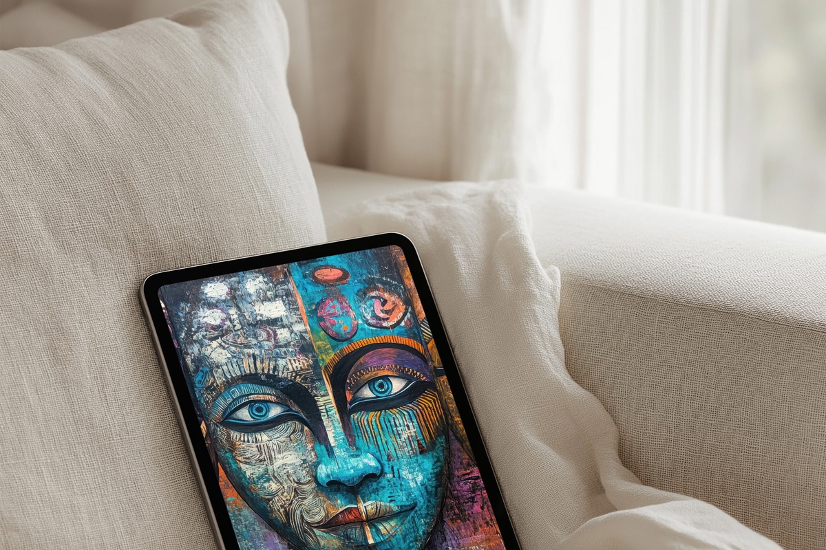 Tribal Mask Whimsy Boho iPad Wallpaper