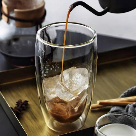 Vaso de vidrio resistente al calor borosilicato, 450ml