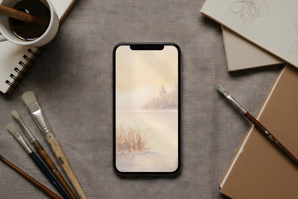 Winter's Gilded Embrace iPhone Wallpaper