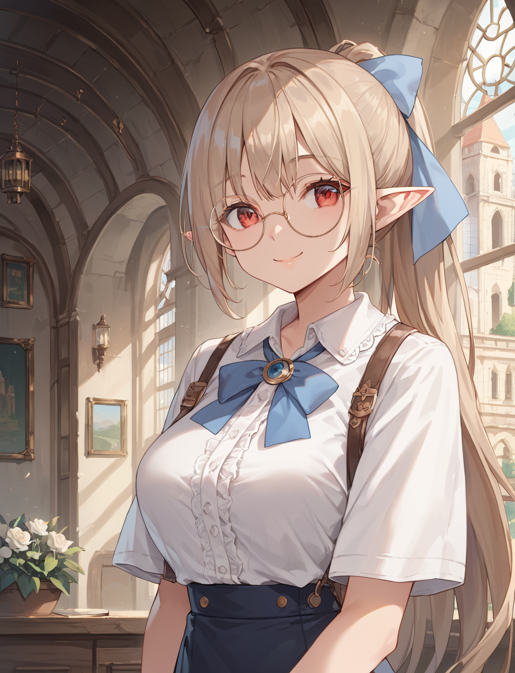 AI成形 眼鏡エルフ by こはく with girl, breasts, ai art, tentacle