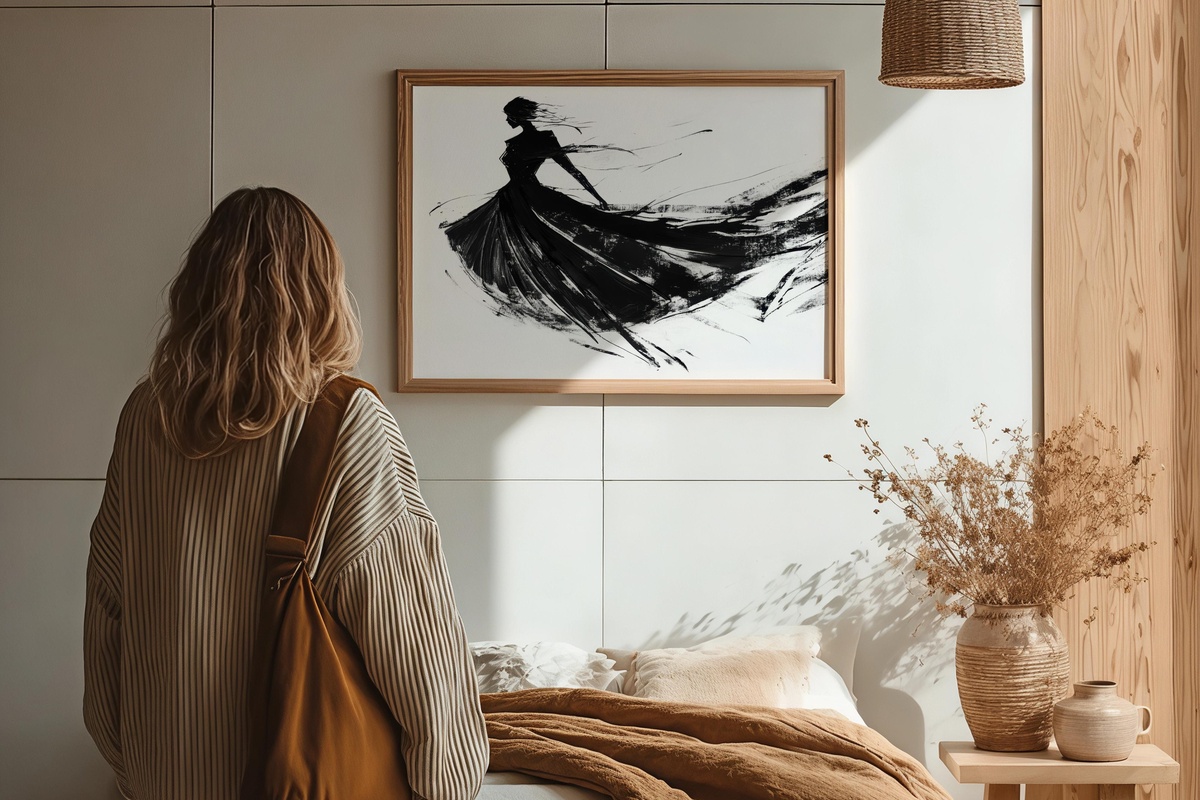 Chic Fashion Sketch Black and White Printable Wall Art