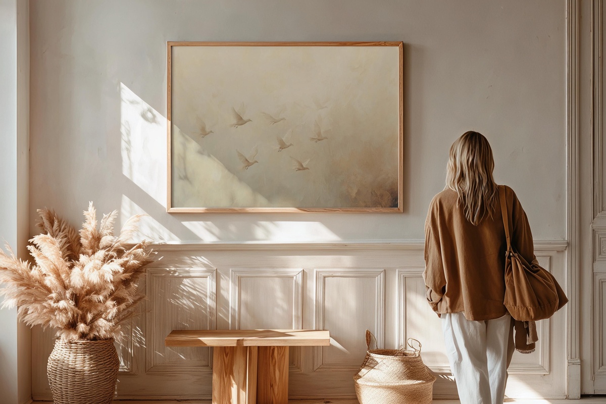 Birds in Twilight Hues Vintage Printable Wall Art — birds against a twilight sky in impressionism