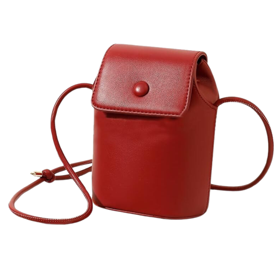 Morral rojo, cuero pu, 18x9x14.5cm
