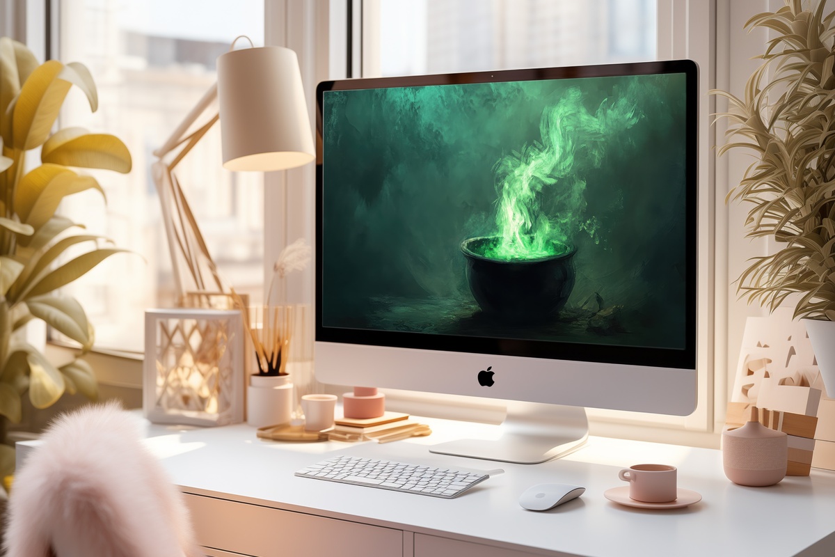 Mystical Cauldron Whispers Halloween Desktop Wallpaper