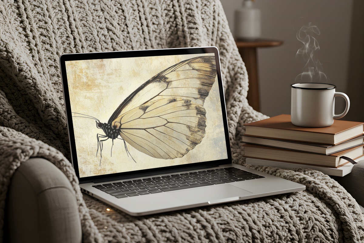 Minimal Butterfly Wing Whimsy - Desktop Wallpaper
