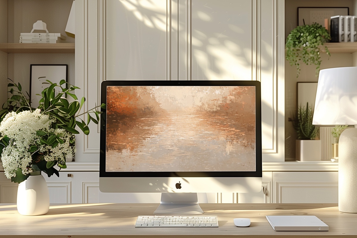 Autumn Lake's Mirror Calm Vintage Desktop Wallpaper — autumn lake reflective impressionism