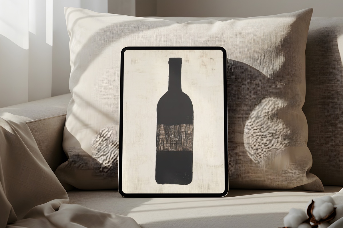 Minimal Bottle Silhouette minimalist iPad wallpaper in soothing neutral tones