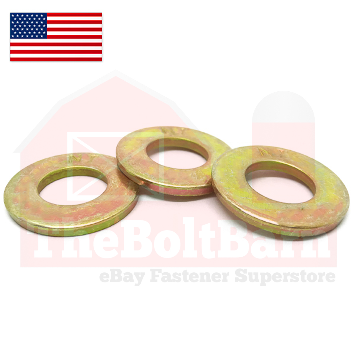 1" USS Grade L-9 Flat Washers Zinc Yellow (Pick Quantity) - Picture 2 of 7