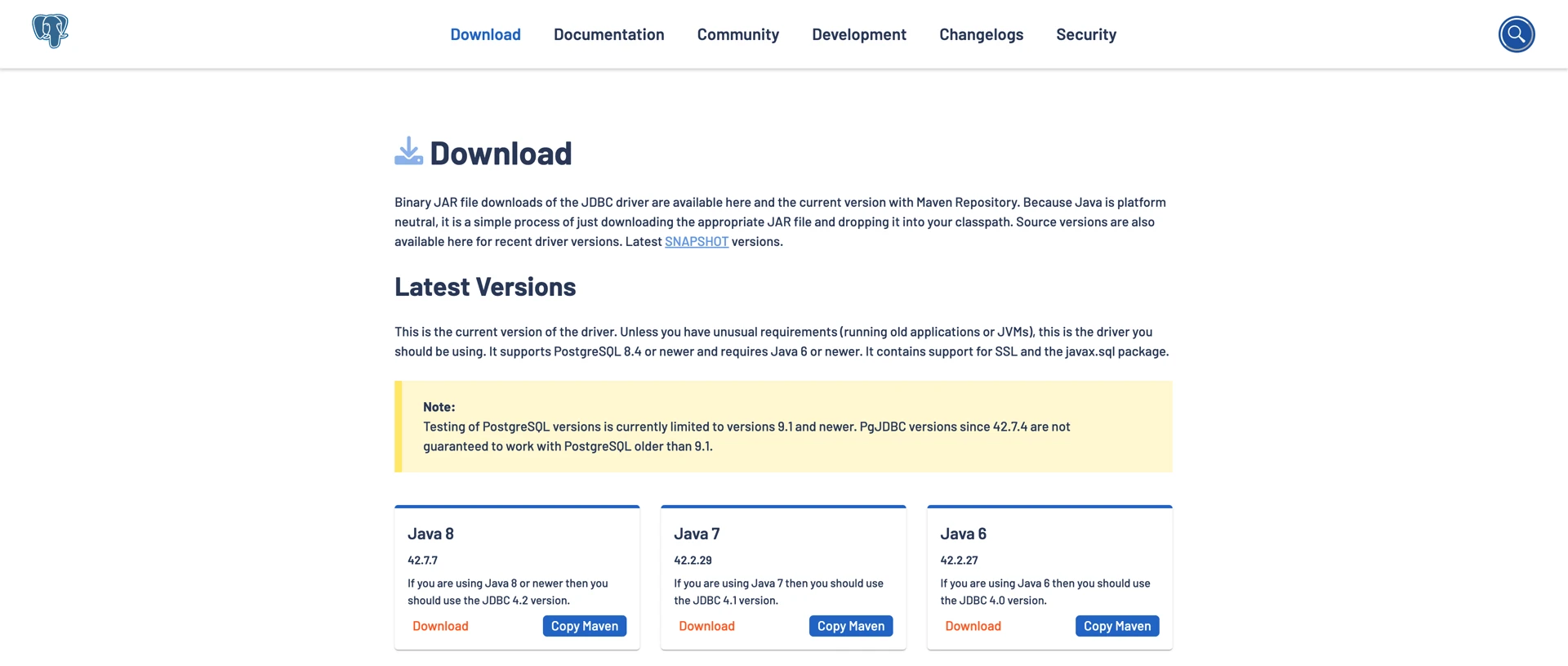 If you are using Java 8 or newer then you should use the JDBC 4.2 version