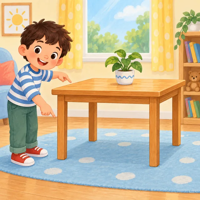 Scene: The table has four legs.