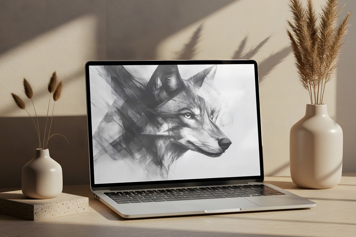 Angular Animal Symmetry Black and White Desktop Wallpaper