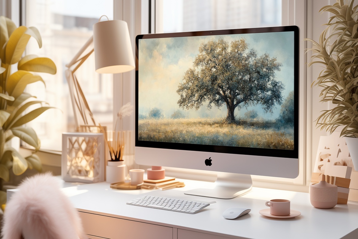 Eternal Embrace Oak Majesty vintage desktop wallpaper featuring ancient oak tree