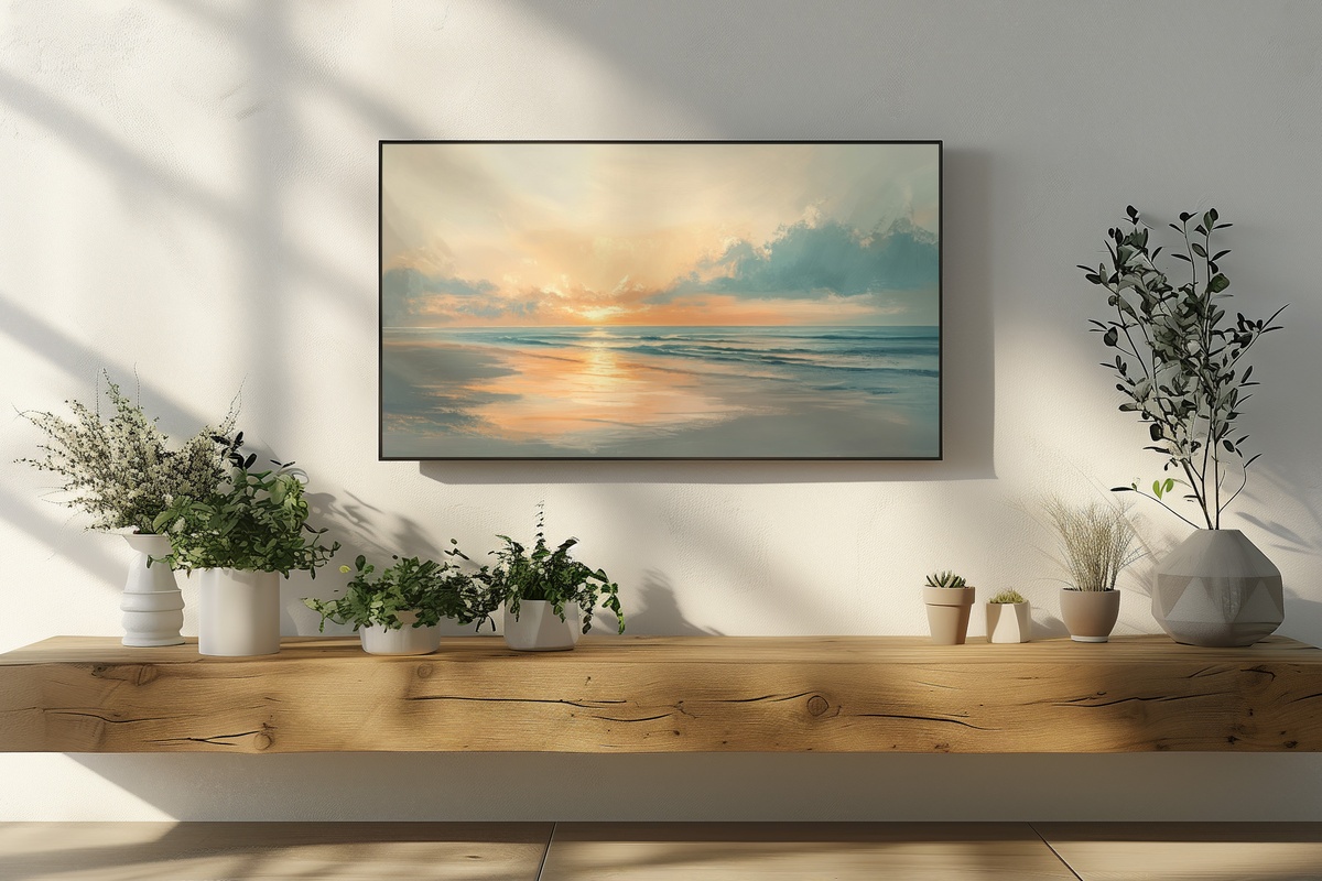 Gilded Shore Tranquility - Summer Frame TV Art