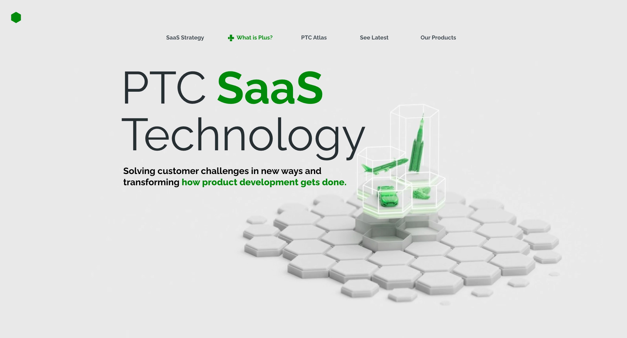 PTC SaaS transformation campaign overview showing suite of SaaS applications with 3D visuals highlighting updated tools and improved customer support functionality