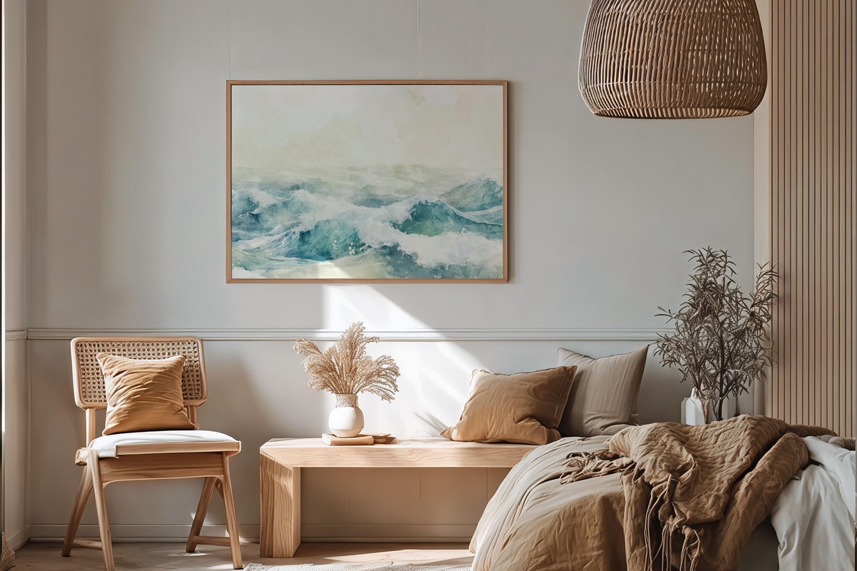 Ethereal Summer Surf summer printable wall art with watercolor waves