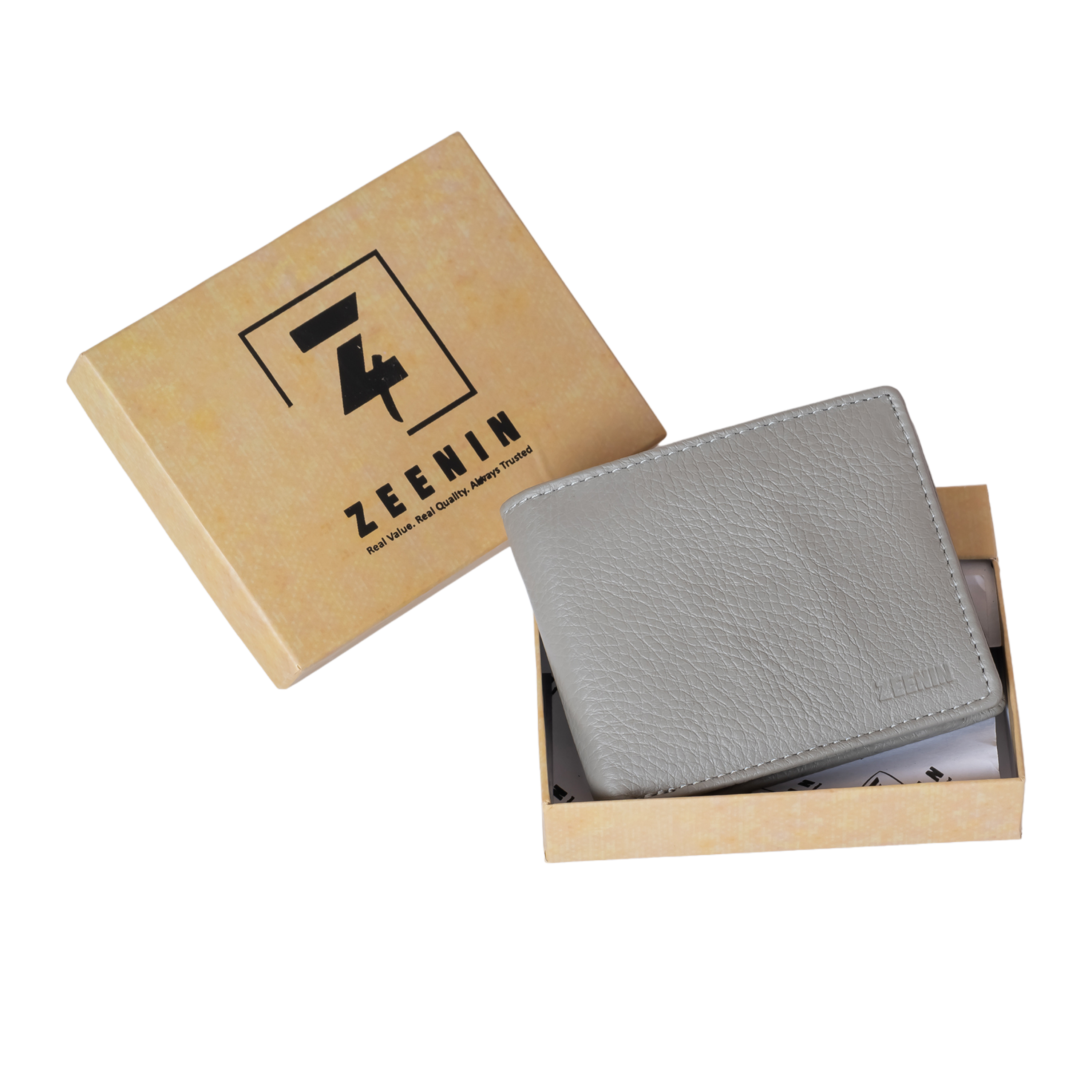Zeenin Pure Genuine Premium Nappa Leather Handmade Slim Trifold Men’s Wallet with coin Pocket