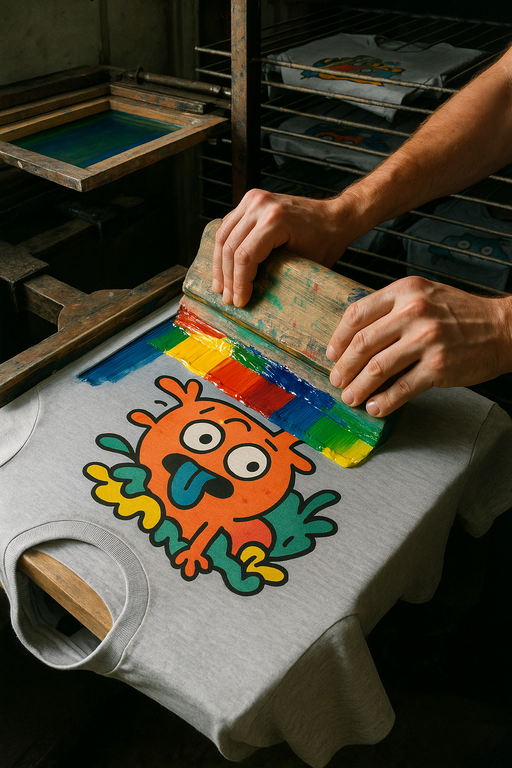 Screen printing process creating quality graphic T-shirts