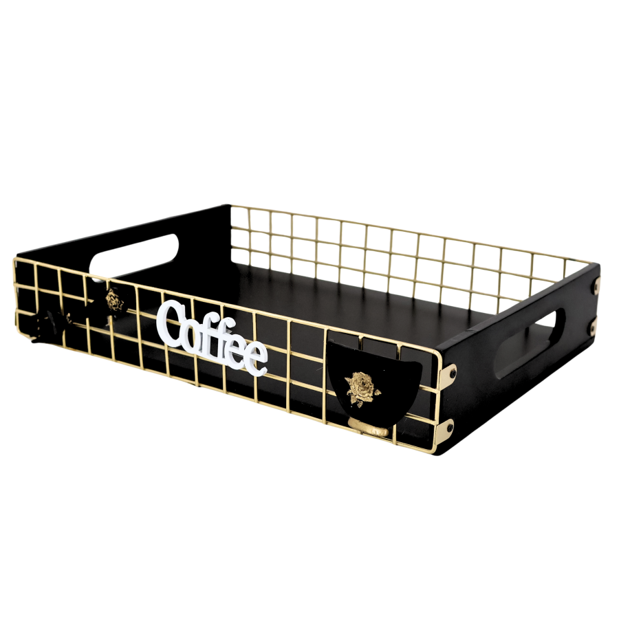 Bandeja decorativa 20x30cm, metal/madera