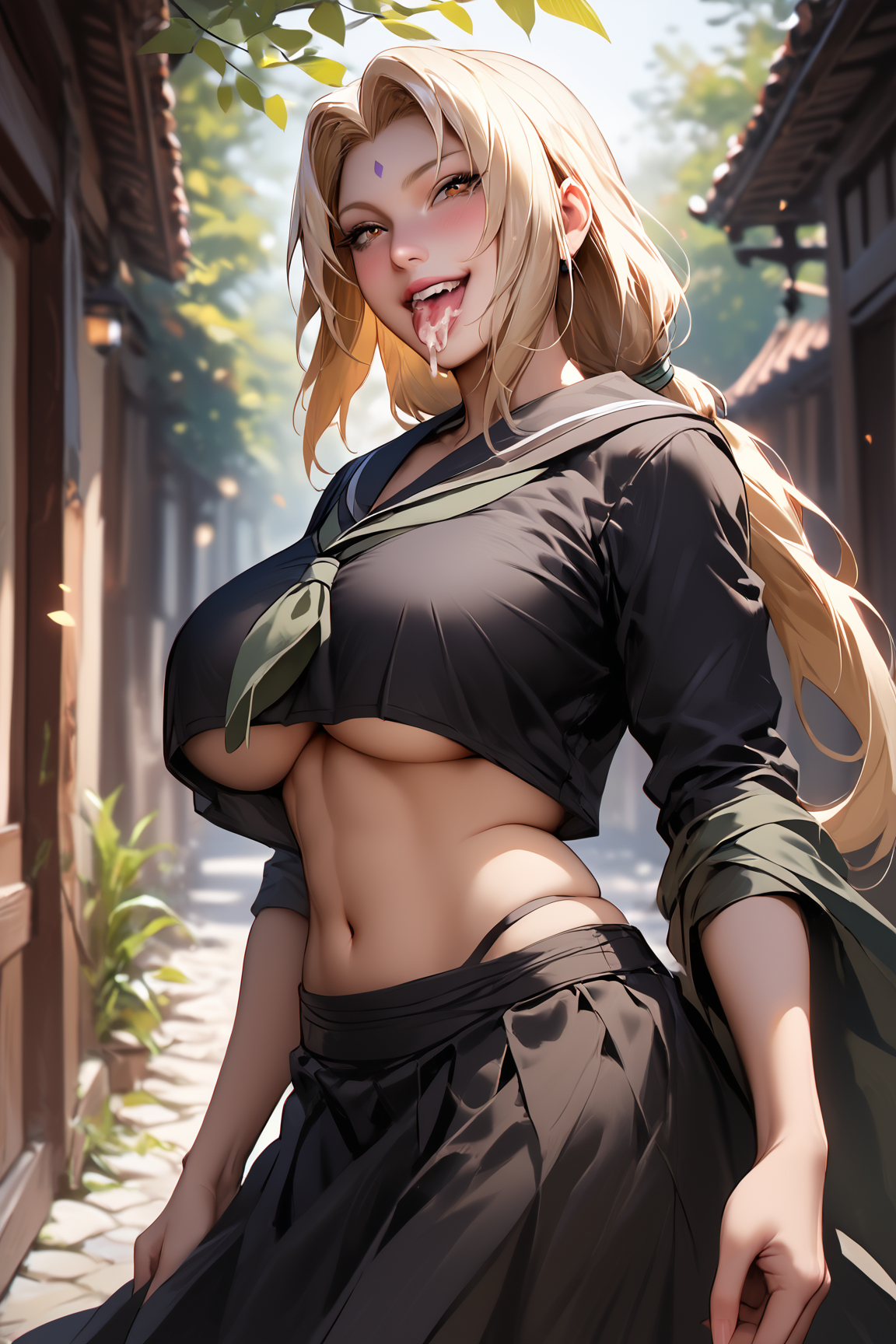 Tsunade Sukeban by FearX with girl, ai art, Tsunade Senju, Tsunade, naruto, gyaru