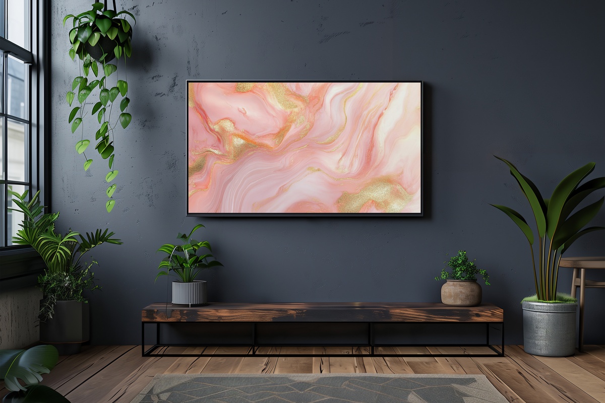 Rosy Gilded Harmony Abstract Frame TV Art