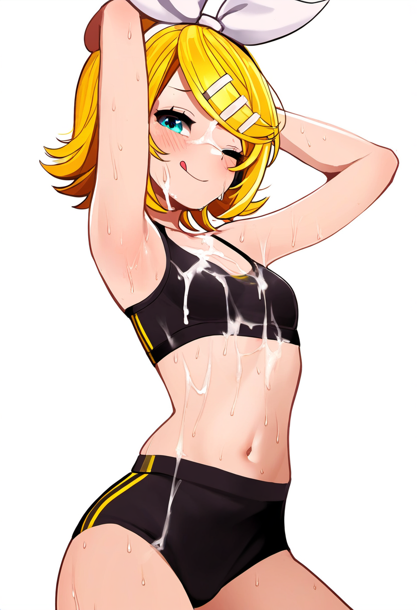 鏡音リンっぽいのがオナニーとかぶっかけとか by 埴輪土偶 with bukkake, masturbation, kagamine rin