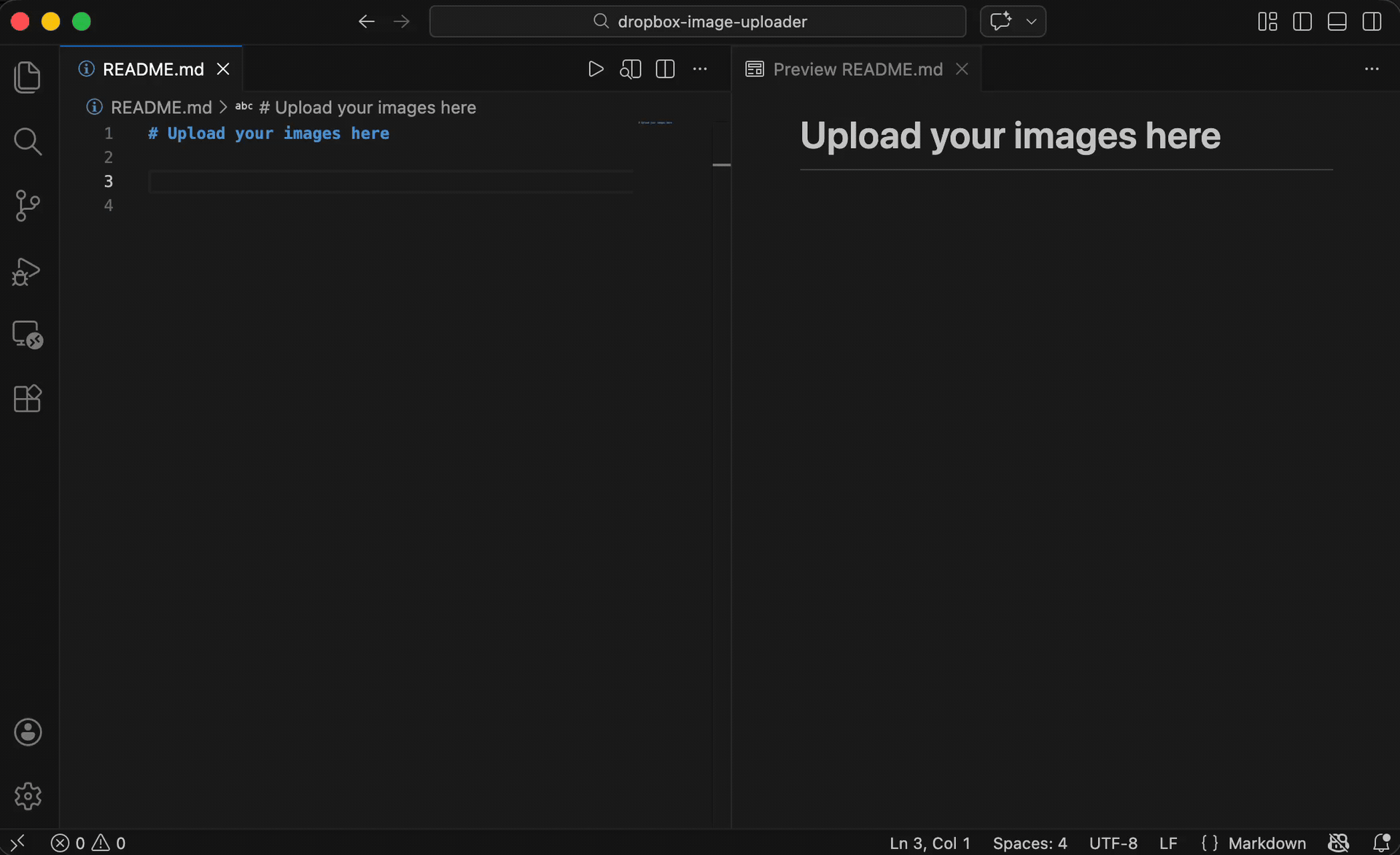 Use dropbox-image-uploader for VS Code extension