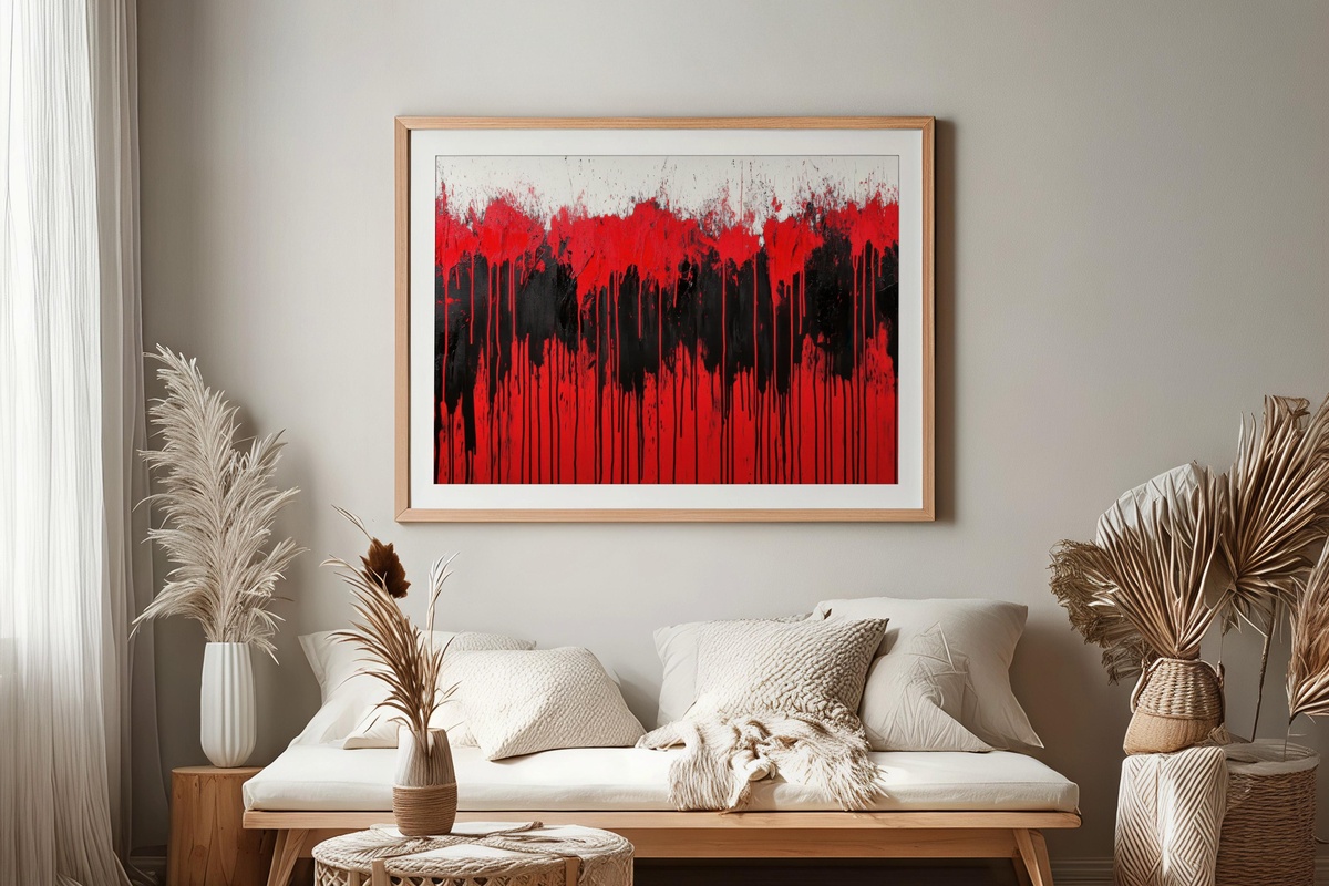 Vivid Red and Black Energy Printable Wall Art