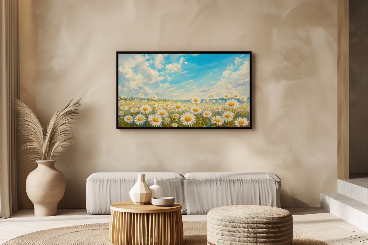 Serene Sky Daisies Whisper Floral Frame TV Art