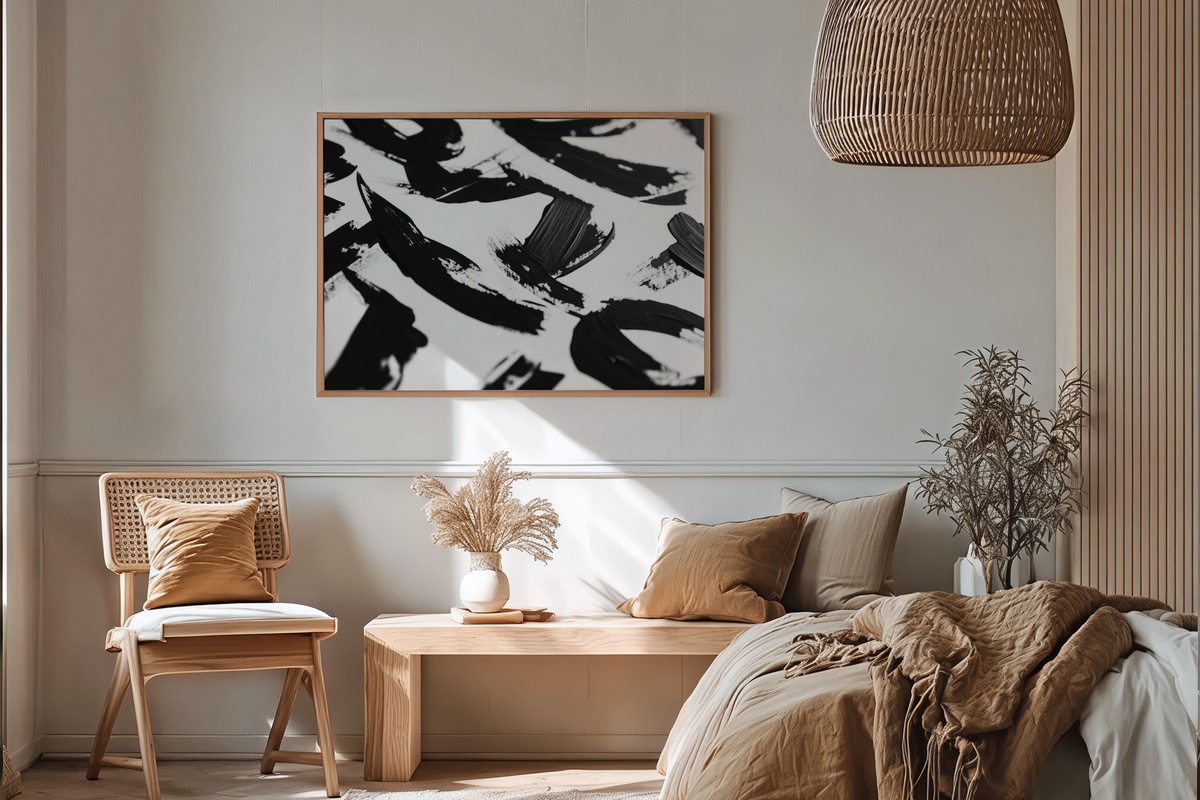 Black Ink Letter Elegance Black and White Printable Wall Art