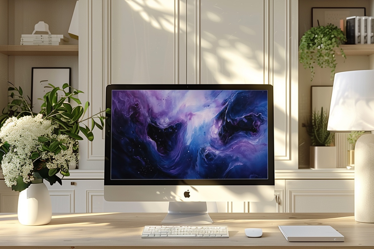 Celestial Night Harmony Modern Desktop Wallpaper