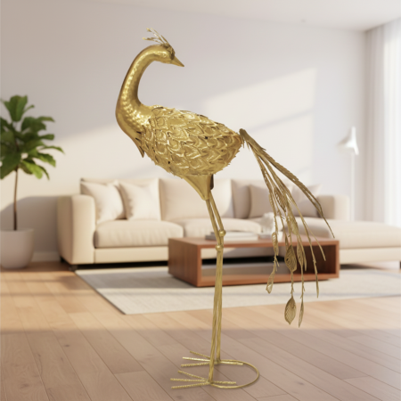 Adorno pavo real hierro forjado, dorado 81.5x50x39cm