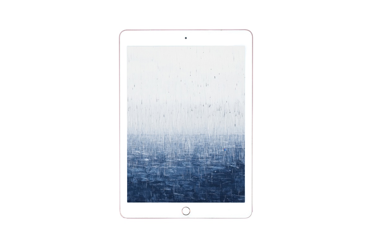 Serene Rain Simplicity minimalist iPad wallpaper in white with rain motif