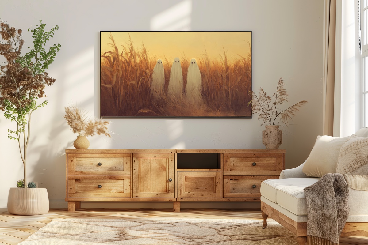 Cornfield Spectral Trio Halloween Frame TV Art