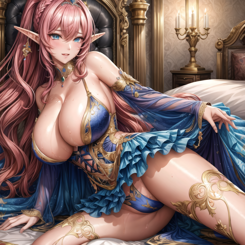 女王の寝室 by sotoliyuki with elf, large breasts, queen