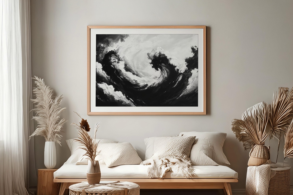Majestic Stormy Skies Black and White Printable Wall Art