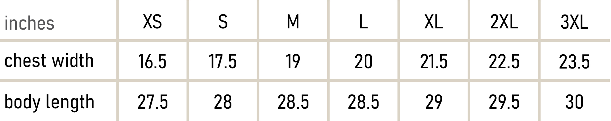 Size Chart